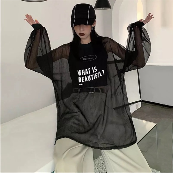 “What is Beautiful” oversized chiffon top - Picture 6 of 6